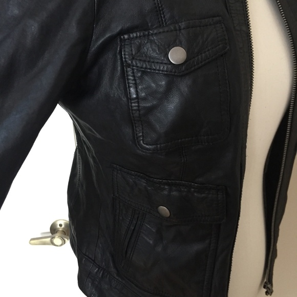 XS Lucky Brand 100% Lamb Leather Jacket - Picture 3 of 6